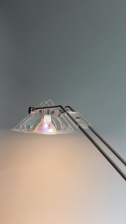 Modernist 1980s plexiglass desk lamp