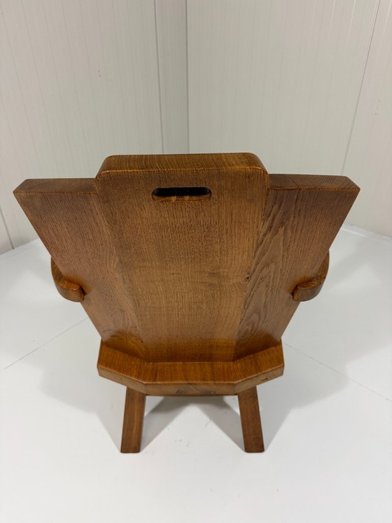 Rustic brutalist armchair in solid oak from the 1960s, Wood, Brown (photo 5 of 19)