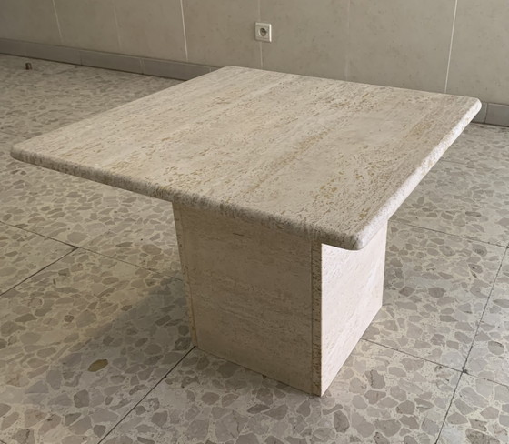 Image 1 of Table basse vintage en travertin véritable (Années 1980)
