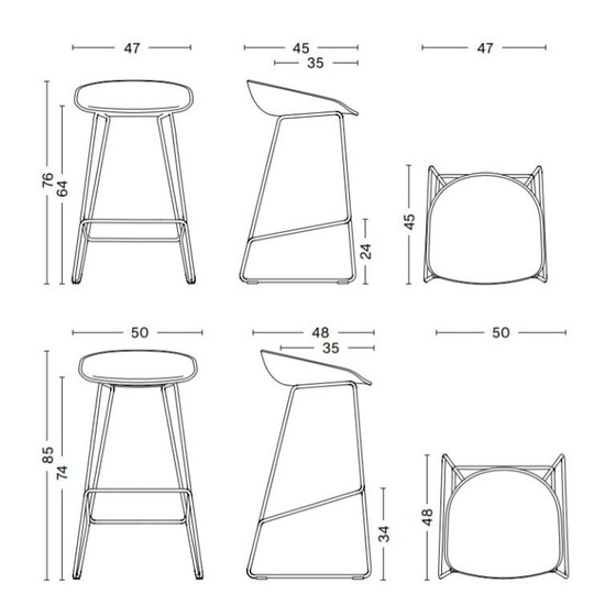 Image 1 of Hay AAS 38 High Bar Stool White Steel Base 75cm.