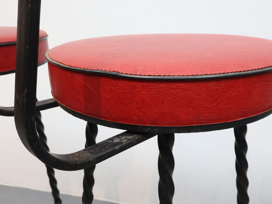 Image 1 of Set van 4 vintage barkrukken | Smeedijzer | Brutalist 