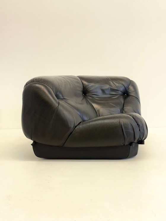 Image 1 of Divano lounge componibile Nuvolone in pelle nera Rino Maturi per Mimo Padova
