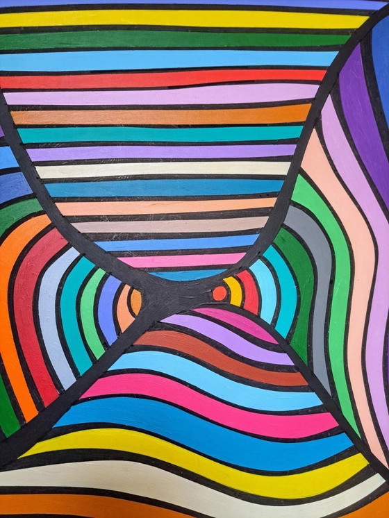 Image 1 of Movements Part 2 - œuvre d'art abstraite hypnotique de Franklin van Dam (95 x 95 cm, acrylique sur MDF)