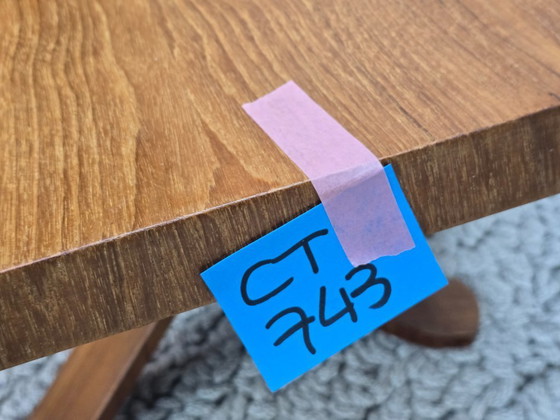 Image 1 of Mid-Century Danish Modern Design Teak Wooden Coffee Table with Sculptural Plywood Legs. Denmark, 1960s