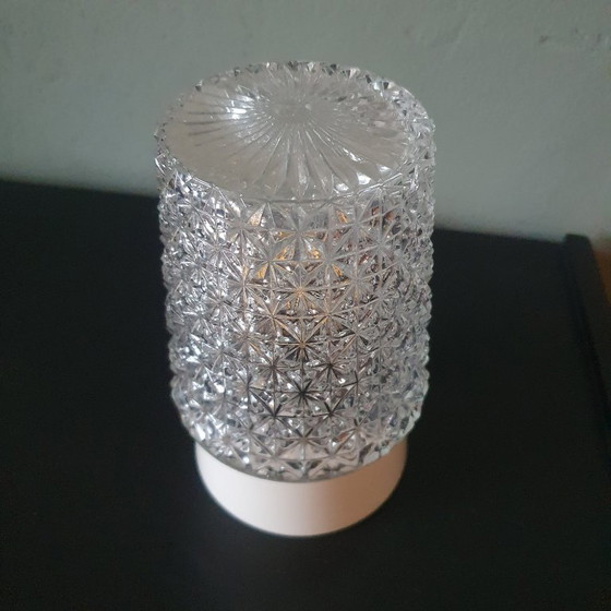 Image 1 of Vintage ceiling lamp clear glass - Facet glass in cylindrical shape