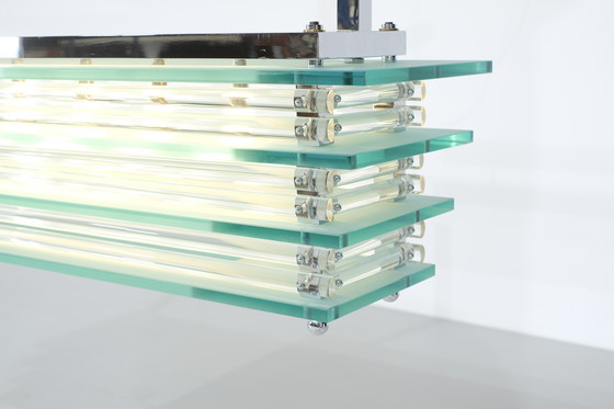 Image 1 of Large Glass Ceiling Hanging Chandelier, Italy 1970s