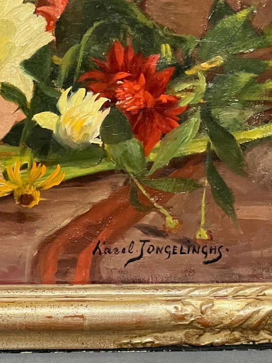 Karel Jongelinghs ( ) “Stilleven met bloemen”. – Schilderijen & Tekeningen, Canvas (photo 7 of 8)