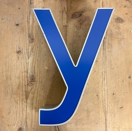 Image 1 of Vintage Blue Illuminated Letter Y, 1980s