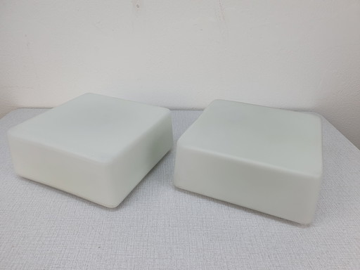 Rzb Weißes Milchglas-Deckenleuchte. Vintage Deckenleuchte Quadratisch.