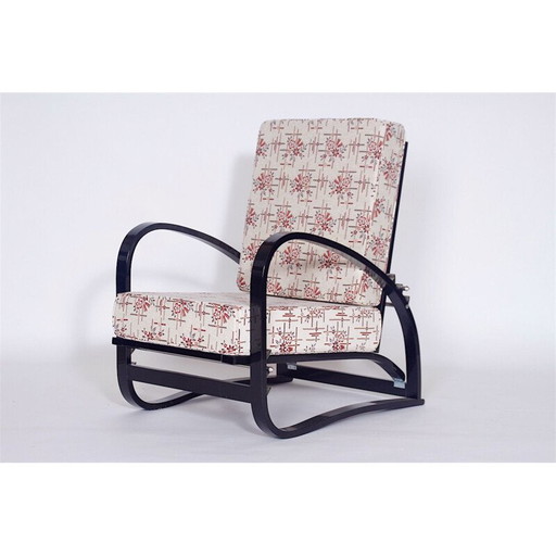 Fauteuil vintage H70 de Jindrich Halabala en bois de chêne et tissu 1930
