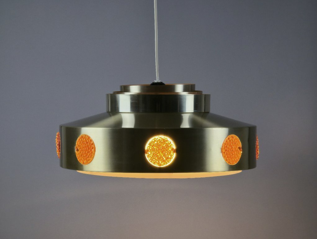 Vintage 1960s VITRIKA Scandinavian Brass Pendant Lamp With