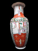 2 large chinese vintage rose vases