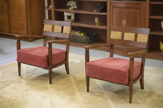 Brutalist pair of armchairs attributed to Audoux Minet, 1950s. – Audoux & Minet, Wood (photo 3 of 3)