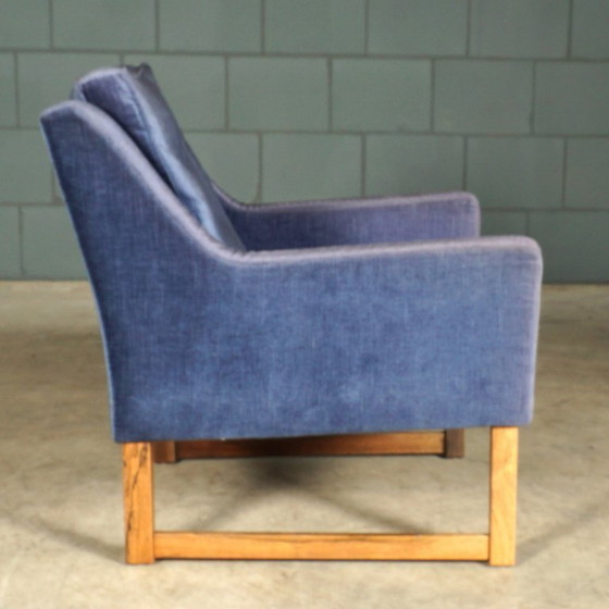 Image 1 of Vintage zithoek/zitgroep – blauw velours – JAB Anstoetz – jaren 70