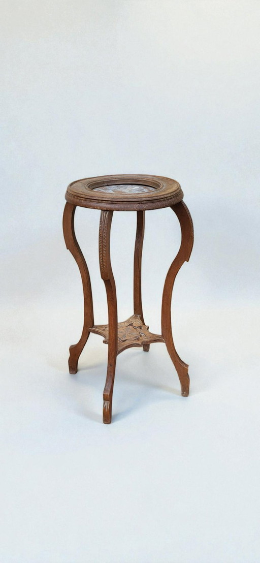 Art Deco wood/marble side table
