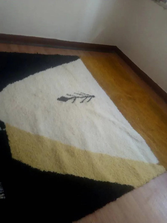 Tappeto marocchino tessuto stile Beni Ourain - motivo nero - 307 x 210 cm – Tappeti, Wool, Cotton (photo 3 of 8)