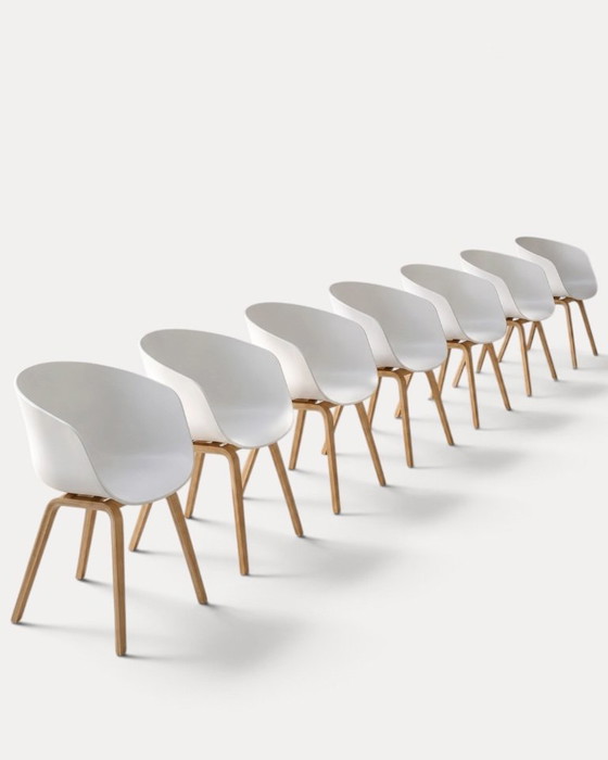 Set di 6 sedie HAY AAC 22, bianche, Sedie da pranzo, Plastica, Legno, Bianco, Modern (foto 5 di 5)