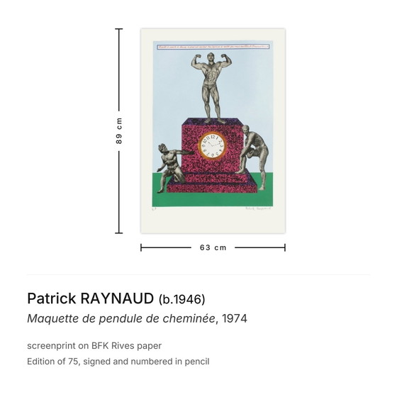 Patrick RAYNAUD Signed Screenprint Maquette De Pendule De Cheminée 1974 – Lithographs & prints, Paper (photo 3 of 5)