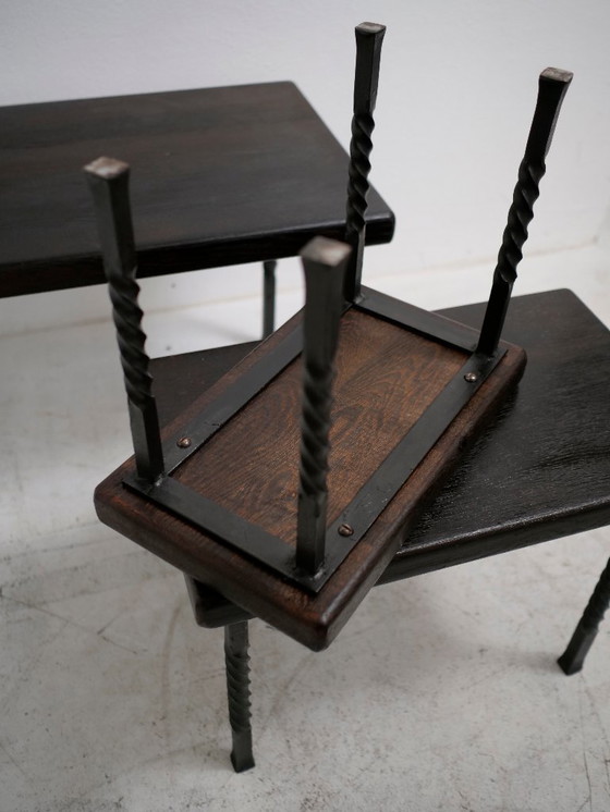 Image 1 of Brutalist wrought iron nesting tables