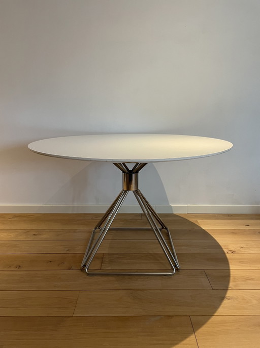 Iconische Delta Eettafel – Rudi Verelst Voor Novalux, België, Jaren ’70 – Chrome, Wood