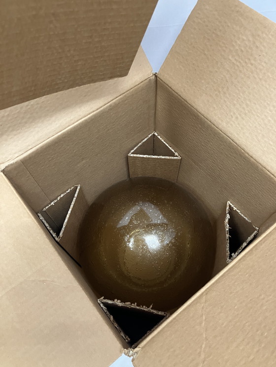 Image 1 of Lampe à suspension vintage Peill et Putzler ø30 verre bulle ambré NOS !