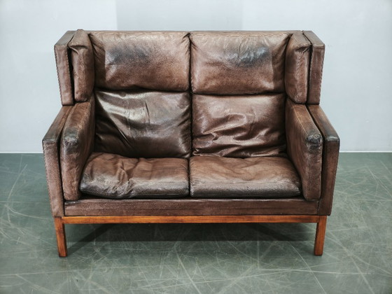 Image 1 of JK 922 Wagon Ledersofa von Jørgen Kastholm, Dänemark, 1960er Jahre