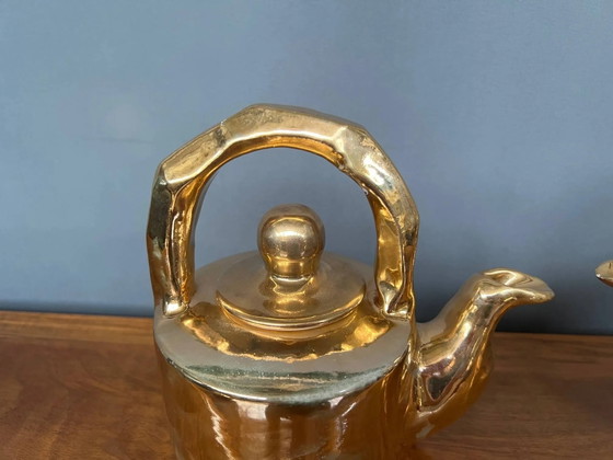 Teiera in ceramica dorata, modello "Charlotte" di Kühn Keramik., Accessori da cucina, Porcellana (foto 5 di 7)