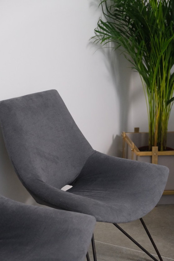 Image 1 of Pair of 1950s velvet armchairs