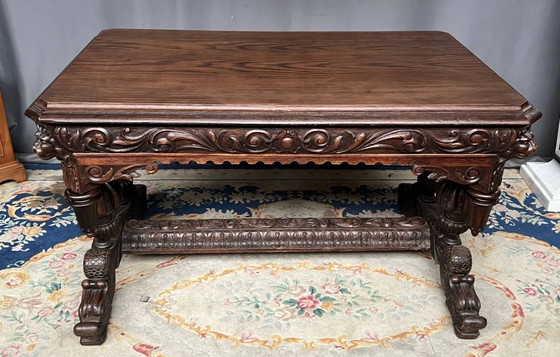 Table ancienne en chêne sculpté de style gothique flamand. – Consoles (photo 3 of 6)