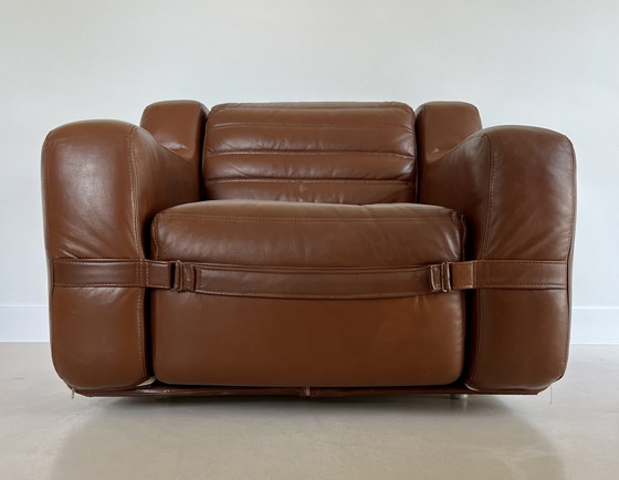 Image 1 of Poltrona prototipo in similpelle marrone di Michel Ducaroy, Francia, anni '70