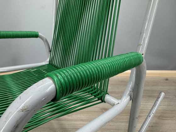 Image 1 of Sedia a dondolo vintage con corda verde