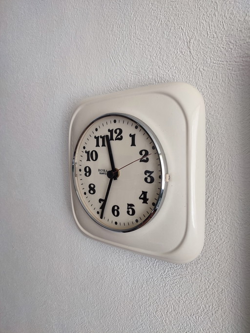 Horloge murale vintage en céramique crème Horloge de cuisine Hora