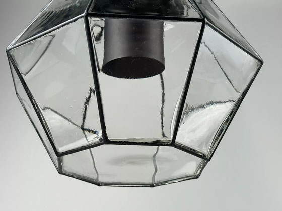 Image 1 of 60s 70s hanging lamp ceiling lamp by Limburg Leuchten Germany glass metal