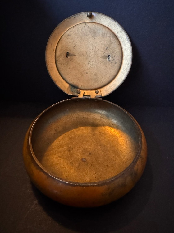 Antique Brass Tobacco/Snuff Box with Hunting Dog Relief (c. 1900), Marked, Decorative Objects, Copper, Brown (photo 7 of 13)