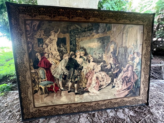 Image 1 of Tapisserie murale 1876 « Visite à l'atelier de l'artiste » V. de Parades