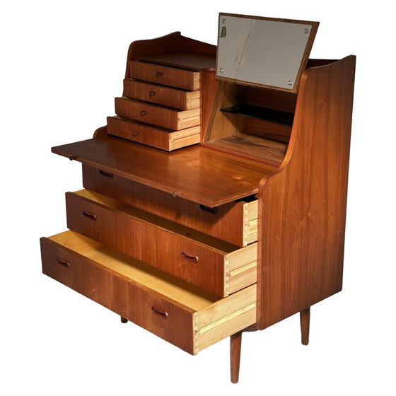 Image 1 of Ca. 1960’s - Danish secretary with mirror and extendable desk - Teak wood