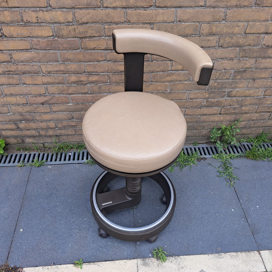 Image 1 of Vintage Siemens laboratory stool - adjustable designer chair with backrest