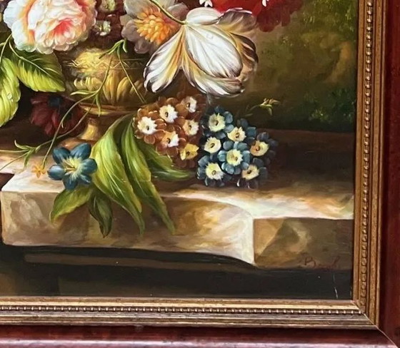 Signiertes Stillleben mit Blumen., Gemälde & Zeichnungen, Leinwand, Mid Century Modern (Foto 9 von 11)