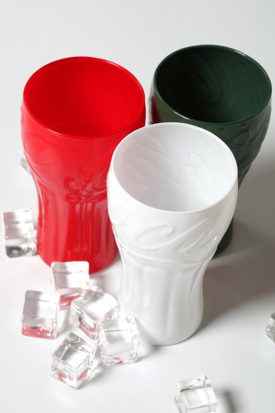 Image 1 of Set di 3 bicchieri Coca-Cola italiani / Bicchieri Coca-Cola tricolore verde, bianco e rosso