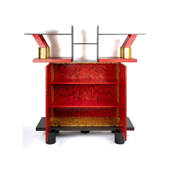 Libreria Freemont di Ettore Sottsass per Memphis Milano, 1985, Librerie, Legno, Rosso (foto 5 di 9)