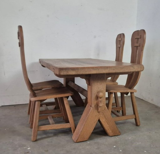 De Puydt Art Furniture oak dining table set