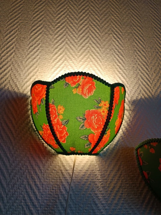 2x Vintage Flower Wall Sconces – Wall lights, Textile (photo 3 of 10)