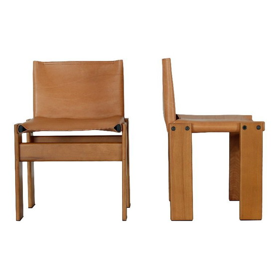 Image 1 of 6x buffalo leather monk chairs by Afra and Tobia Scarpa for Molteni, Italy, 1973