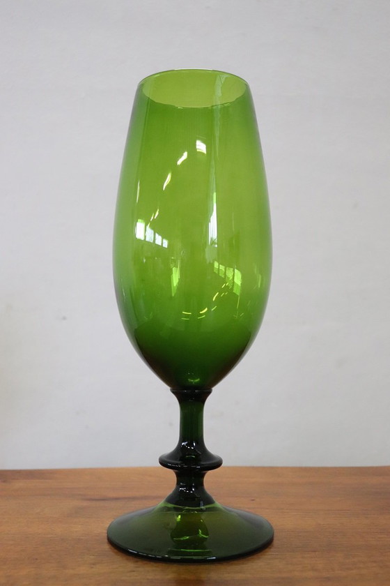 Image 1 of Vase italien en verre d'art vert, années 1960
