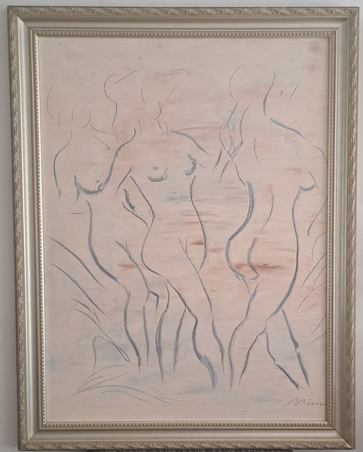 The Three Sisters, Oil Painting and Framed – schilderijen tekeningen, Canvas