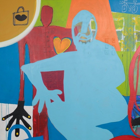 Image 1 of Unique Large “Joie De Vivre” Painting by Coen Blankwaard, Netherlands, 2013