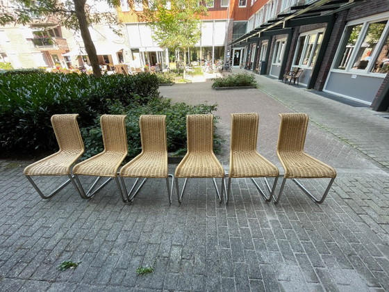 Image 1 of 6x Tecta B20 Eetkamer stoelen, Beige / zilver