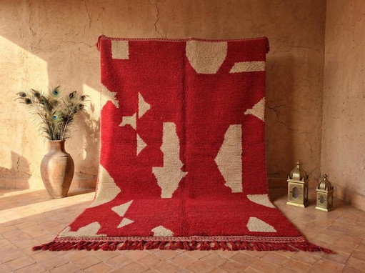 Alfombra bereber hecha a mano en lana roja, 200/300 – vloerkleden en tapijten, Wool