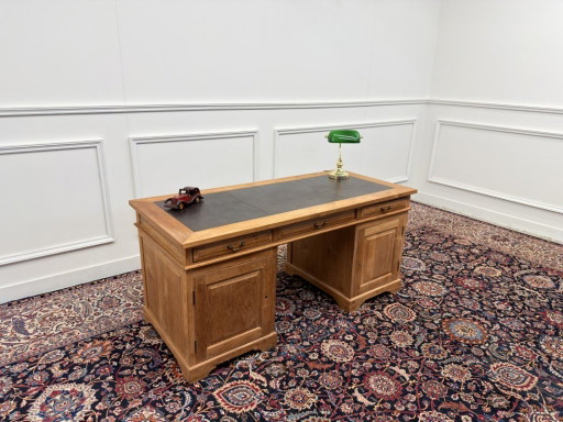 Scrivania Classica Inglese in Legno di Teak – bureau, Leather, Wood