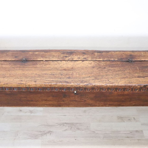 Panca lunga antica in noce con contenitore, Italia inizio XVIII secolo – Panche, Legno (photo 7 of 18)